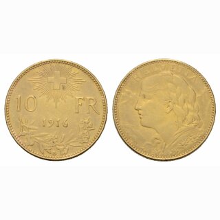 Schweiz  10 Franken 1916 B