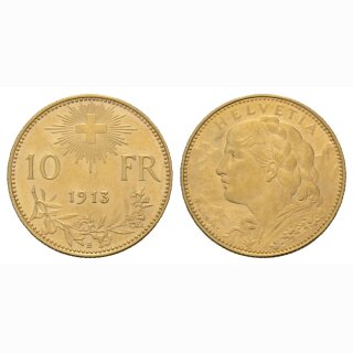 Schweiz  10 Franken 1913 B Vreneli