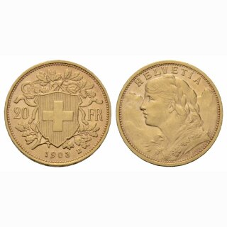 Schweiz  20 Franken  1903 B Vreneli