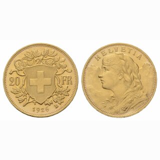 Schweiz 20 Franken 1926 B Vreneli