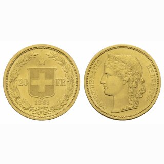 Schweiz  20 Franken  1883 Helvetia