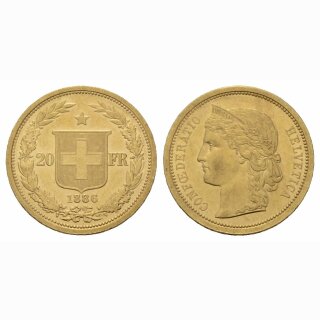 Schweiz  20 Franken  1886 Helvetia
