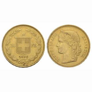 Schweiz  20 Franken  1896 B Helvetia