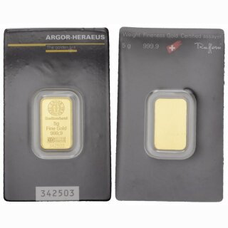 Schweiz  5 Gramm Goldbarren