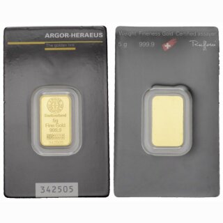 Schweiz  5 Gramm Goldbarren