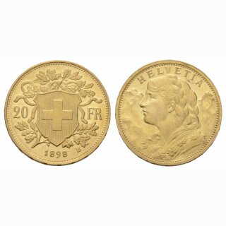 Schweiz  20 Franken  1898 B Vreneli