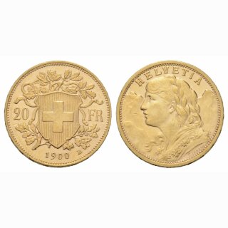 Schweiz  20 Franken  1900 B Vreneli