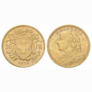 Schweiz  20 Franken  1911 B Vreneli