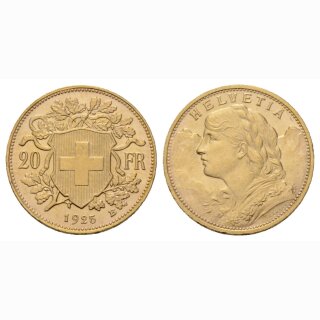 Schweiz  20 Franken  1925 B Vreneli