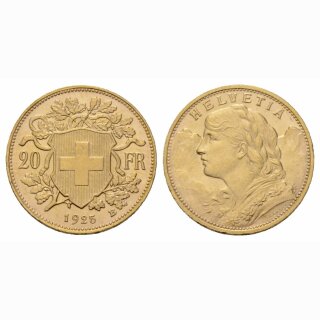 Schweiz  20 Franken  1925 B Vreneli
