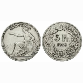 Schweiz 5 Franken 1855 Solothurn