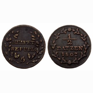 Helvetische Republik 1/2 Batzen 1803