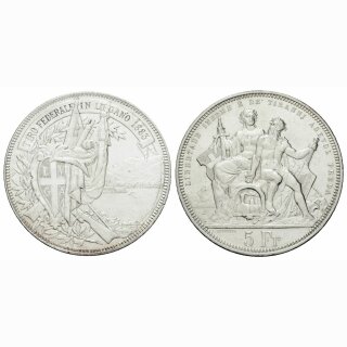Schweiz 5 Franken  1883 Lugano