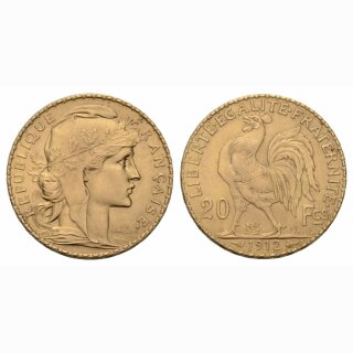 Frankreich 20 Francs 1912  Coq