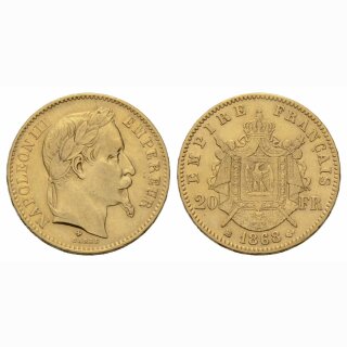 Frankreich 20 Francs 1868 BB Napoleon III