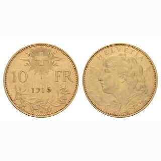Schweiz 10 Franken  1915 B Vreneli
