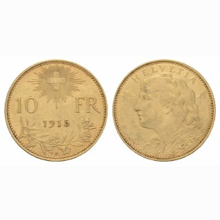 Schweiz 10 Franken  1915 B Vreneli