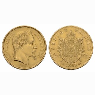 Frankreich 20 Francs 1865 BB Napoleon III