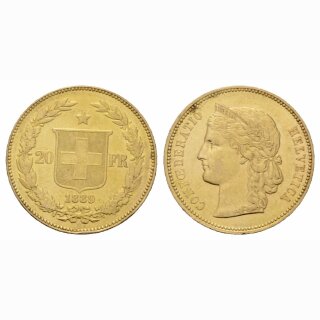 Schweiz 20 Franken  1889 B Helvetia