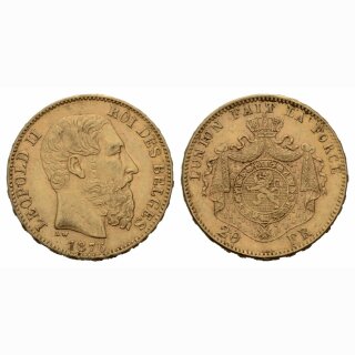 Belgien 20 Francs 1876 Leopold II
