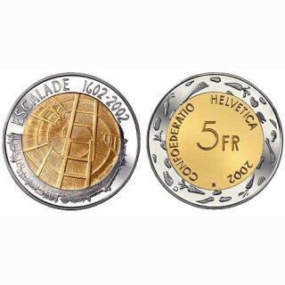 Schweiz 5 Franken 2002 B Escalade Genf PP