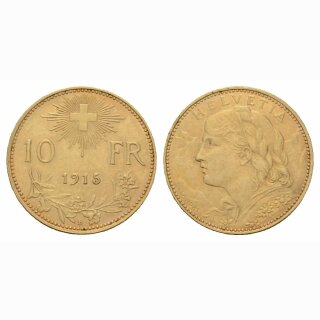 Schweiz 10 Franken 1915 B Goldvreneli