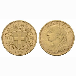 Schweiz 20 Franken 1925 B Goldvreneli