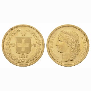 Schweiz 20 Franken 1886 Helvetia