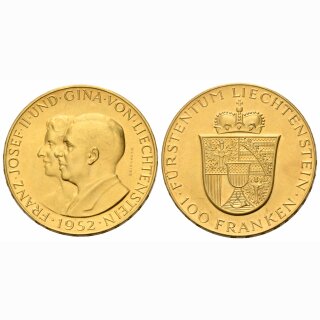 Liechtenstein 100 Franken 1952 Franz Josef II + Gina von Liechtenstein