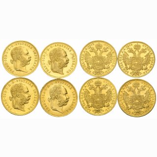 Lot 4 Stück Goldmünzen (1d)  div