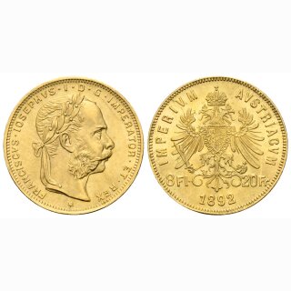 Österreich 8 Florin / 20 Franken 1892