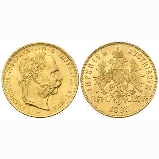 Österreich 8 Florin / 20 Franken 1892