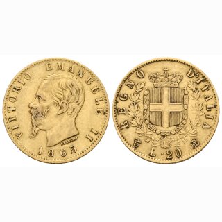 Italien 20 Lire 1865 Emanuelle II