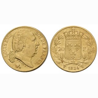 Frankreich 20 Francs 1824 W Louis XVIII