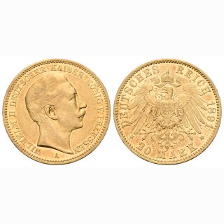 Deutschland Preussen 20 Mark 1891 A