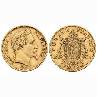 Frankreich 20 Francs 1865 BB Napoleon III