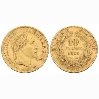 Frankreich 10 Francs 1868 BB Napoleon III