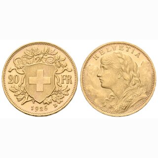 Schweiz 20 Franken 1926 B Vreneli