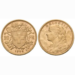 Schweiz 20 Franken 1903 B Vreneli