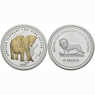 Kongo 10 Francs 2006 Elefant