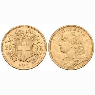 Schweiz 20 Franken 1897 B Goldvreneli