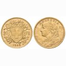 Schweiz 20 Franken 1908 B Goldvreneli