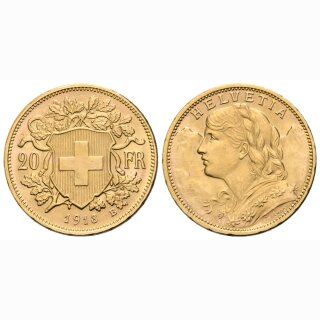 Schweiz 20 Franken 1913 B Goldvreneli