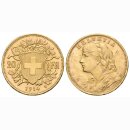 Schweiz 20 Franken 1914 B Goldvreneli