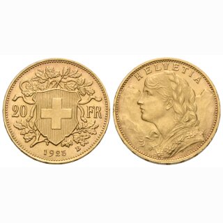 Schweiz 20 Franken 1925 B Goldvreneli