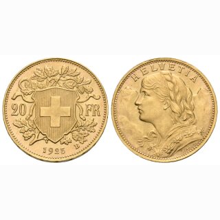 Schweiz 20 Franken 1925 B Goldvreneli