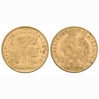 Frankreich 10 Francs 1906 Coq