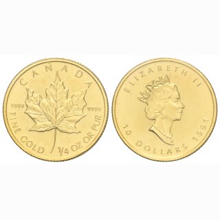 Kanada 10 Dollars 1991 Maple Leaf