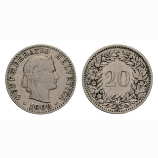 20 Rappen 1908 Schweiz