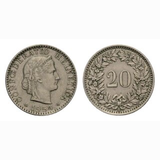20 Rappen 1954 Schweiz